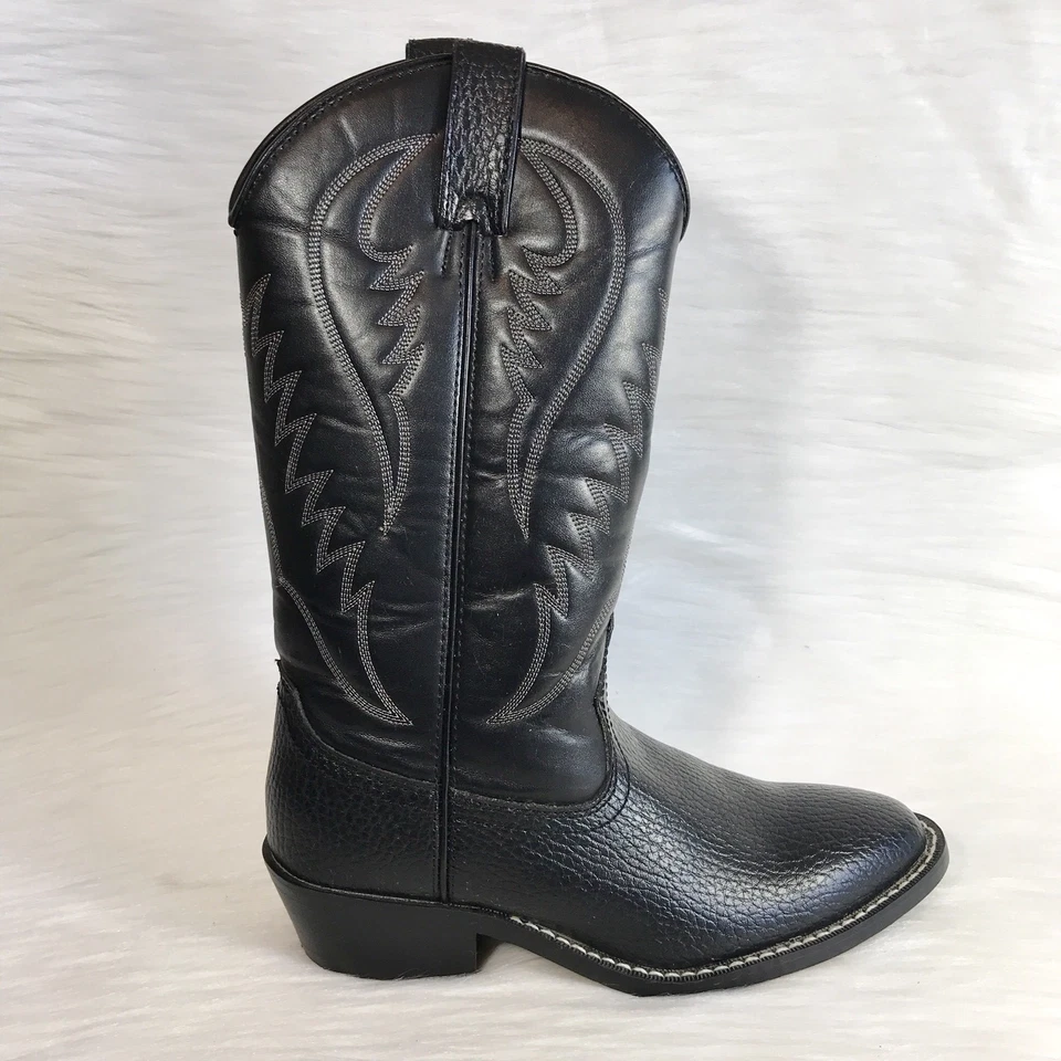 Express Rider Zapatos Para Hombre 8 Negro Botas de Vaquero Trivette Imitación Cuero Western Foto 3 de 4