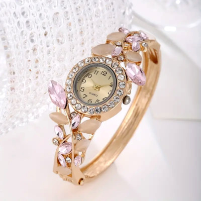 Elegant Multi-Color Women\'s Clover Bracelet Watch Pick One Lucky Clover Charm Bracelet - Sparkling Zircon Flower  main image 3