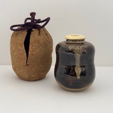 Japanese Tea ceremony Chaire Container Zeze ware w/Shifuku Chanoyu Chado Sado