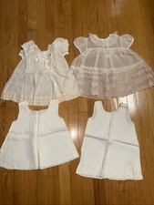 2-2 Piece Vintage Antique Nylon- Acetate Baby Girl Dresses Slip White 3- 6 Mos