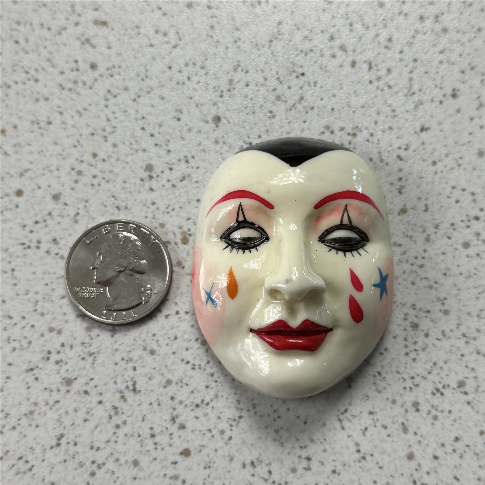 Vintage Harlequin Mardi Gras Face Mask Hand Painted Fridge Magnet #53498