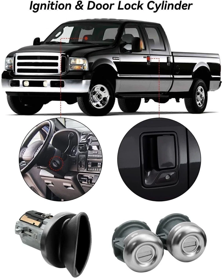Cilindro de bloqueo de interruptor de llave de encendido con 4 llaves para Ford F150 F250 F350 Super Duty Foto 4 de 4