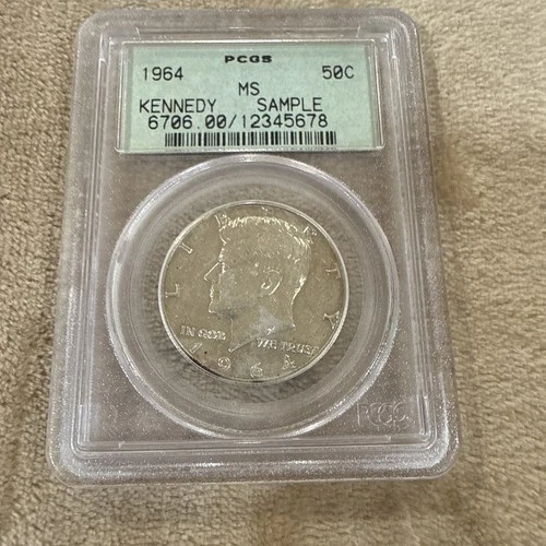 1964 Kennedy Half Dollar 50c PCGS Sample Slab MS Grade Rare