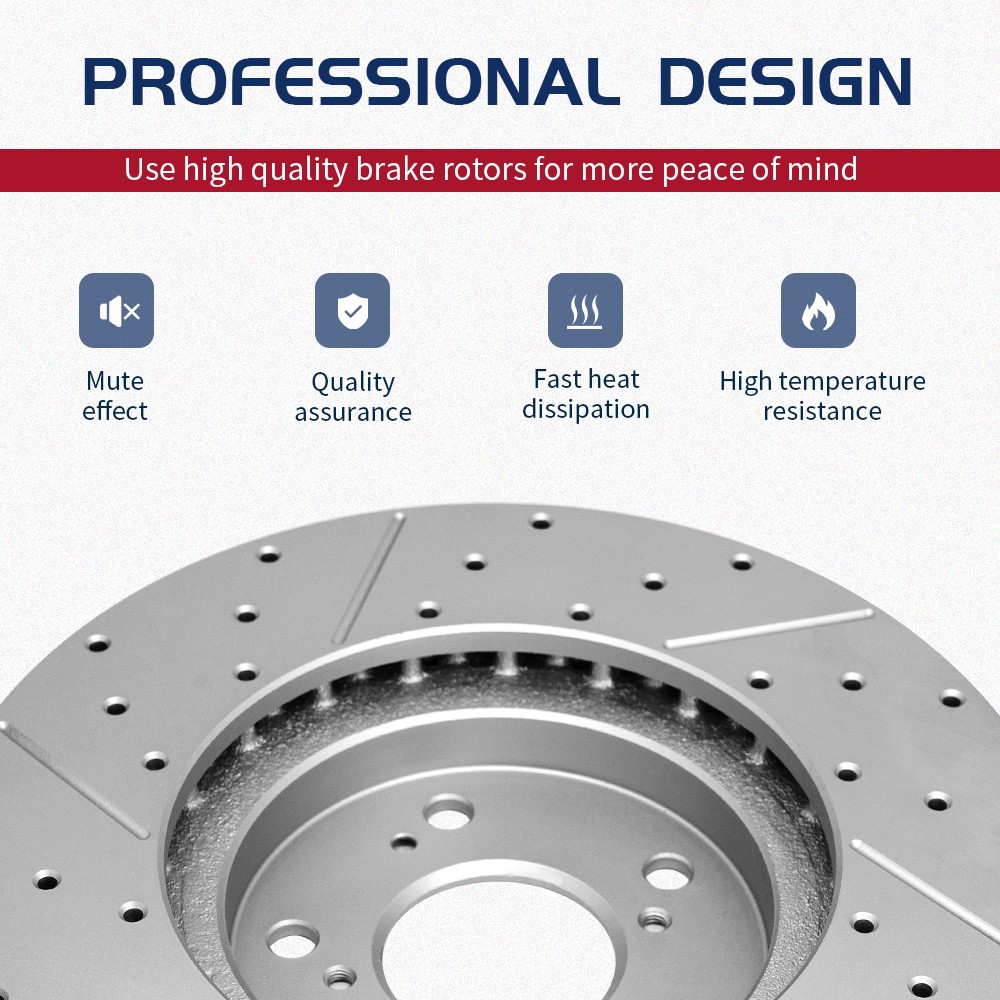 278mm For 2014 2015 Mazda 6 Rear Drilled Disc Rotors Ceramic Brake Pads