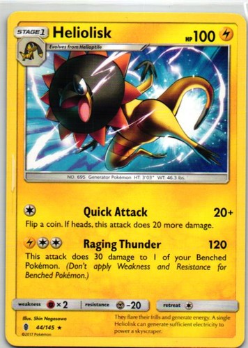 Pokemon Heliolisk 44/145 Guardians Rising Rare Lightly Played