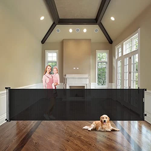 WOMHOM-SH20.007-100 - WOMHOM 100 Inch Extra Wide Baby Gate mesh Pet Gate - Black