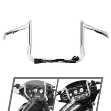 MOFUN 10" Rise Chrome Pre-wired Bagger Bar-Sharp For Harley Ultra Limited 08-13