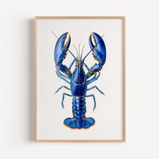 Blue Lobster Art Print Coastal Wall Art A4–A1 Unframed Modern Ocean Decor
