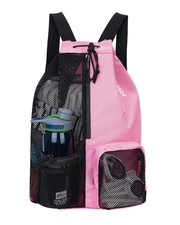 Swim Bag Mesh Drawstring Backpack with Wet Pocket Beach Backpack for Swimming...