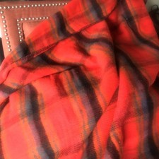 Vintage Chatham Lap Blanket Red Plaid Stadium Acrylic Warm Mid Century 50 X 67