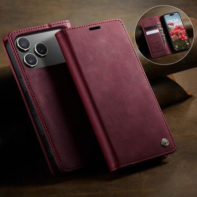 Leather Magnetic Case Wallet Flip Cover For iPhone 17 16 15 14 13 12 11 Pro Max