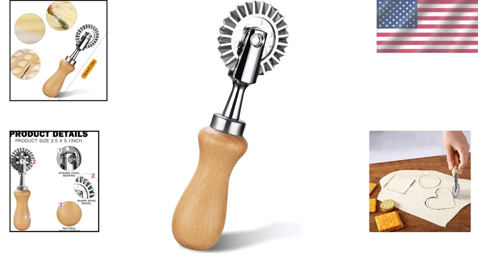 Versátil rueda cortadora de raviolis y pasta - perfecta para cocinar y hornear en casa Foto 2 de 4