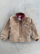 Vintage Carhartt Jacket Youth SZ 8 Y04 BRN Detroit Youth Red Quilt Lined Canvas