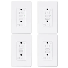 Slim 15Amp GFCI Outlet GFI Receptacle LED Indicator TR WR with Decora Plate 4PCS