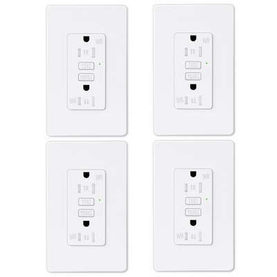 #ad #ad 4PK Slim White 15A GFCI Outlet WR TR ETL Listed with Wall Plate Safety Friendly $36.42