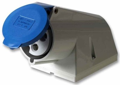 PRO POWER - 32A, 240V, Surface Mount CEE Socket, 2P+E, Blue, IP44
