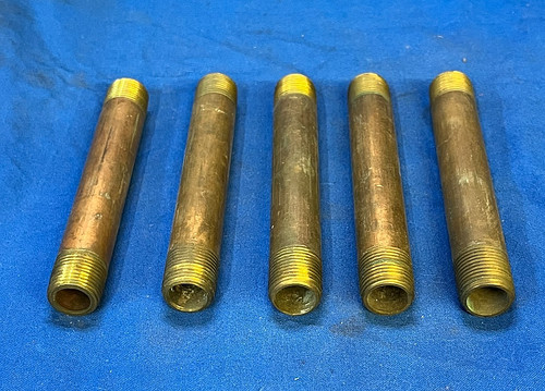 UNBRANDED BRASS PIPE NIPPLE SIZE: 3/8" LENGTH: 4-1/2" (LOT OF 5)