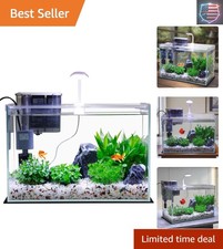 3 Gallon Glass Small Fish Tank, Betta Fish Tank Starter Kit with Filter, Ligh...