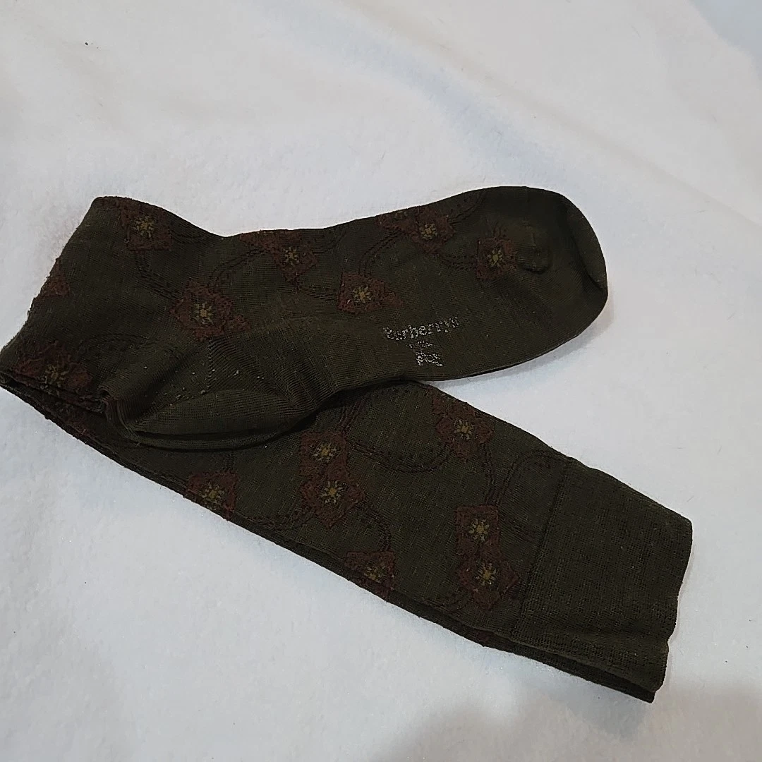Burberrys Calze Uomo Eleganti Sopra Vitello Verde Oliva Vintage Pre 1999 Difetti Leggi