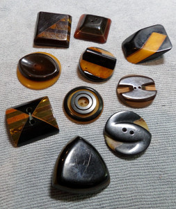 10 Antique Bakelite Layered Multicolor Buttons Tested Various Shapes Sizes
