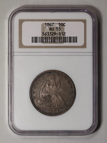 1867 Seated Liberty Half Dollar - Motto 50C NGC AU55