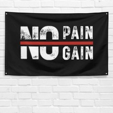 No Pain No Gain 3x5 ft Gym Flag Workout Bodybuilding Fitness Motivational Banner