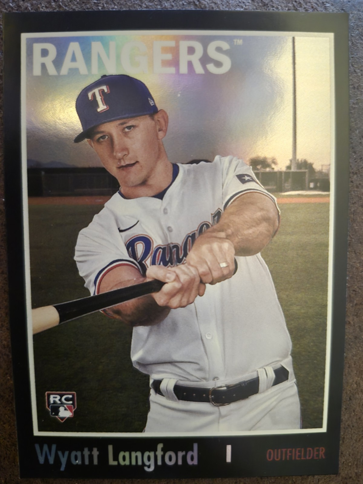 Wyatt Langford RC 2024 Topps Archives Black Foil Parallel SP #199 Rangers