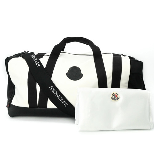 MONCLER Boston Bag Travel Bag White Black