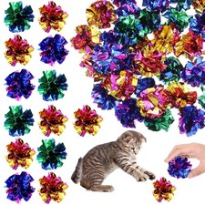 100 PCS Colorful Crinkle Ball Cat Toy Interactive Foil Indoor Kitten Fit Play