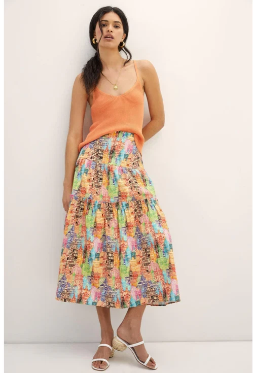 Anthropologie Eva Franco Villa Tiered Maxi Skirt Size 4 $158 NWT