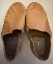 Used Childs Tan Leather Slip-On Split-Sole Jazz Dance Shoes Size 7.5 AD