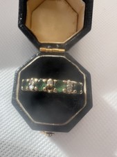 Vintage 14ct Gold Emerald & Diamond Band Ring...