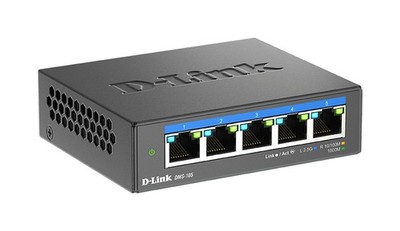 D-Link DMS-105 5-Port 2.5G Desktop Switch Unmanaged L2 Metallgehäuse lüfterlos Q