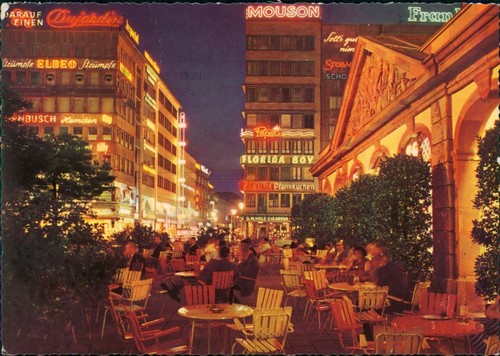 Frankfurt am Main Hauptwache, Lokale, Leuchtreklame Abend-Beleuchtung 1965 - Bild 2 von 3