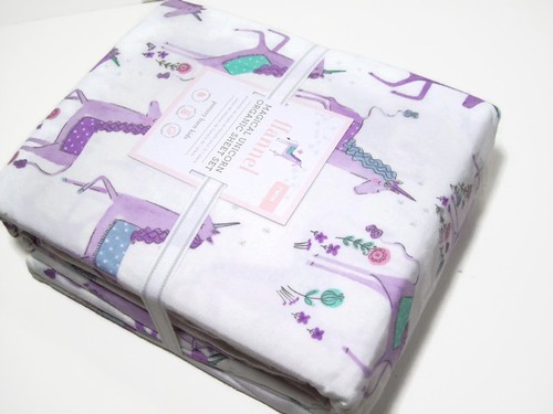 Pottery Barn Kids Magical Unicorn Flannel Organic Cotton Twin Sheet Set New - Picture 4 of 4