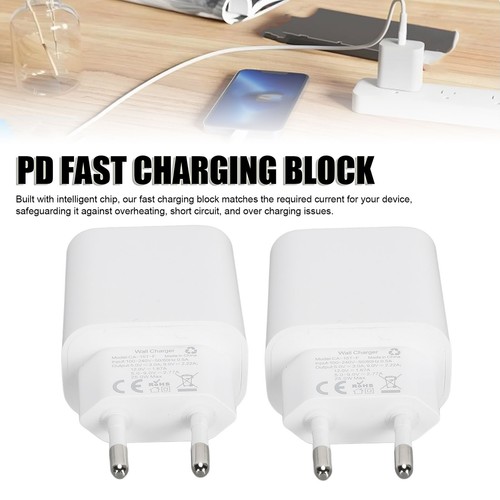 2x blok ładowarki PD USB C 25W PD typ C szybka ładowarka ścienna do 15 wtyczki UE FY - Zdjęcie 6 z 23
