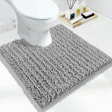 Yimobra Toilet Rug U Shaped Washable 24x24 Inch - Ultra Soft 24" X 24", Grey