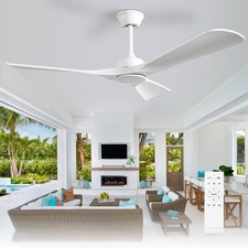 Depuley Ceiling Fan Without Light: 52 Inch 3 Blade Outdoor 52 Inch, White 02