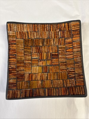 Handcrafted Mosaic Ceramic Tray Trinket Dish Recycled Glass Tiles New
