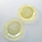 Vintage Federal Glass Sharon Bread Plate Set of 2, Yellow Amber Rose USA c.1930s