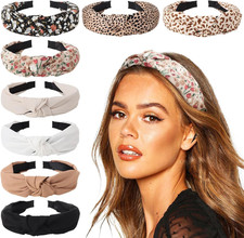 8 Pack Knotted Headbands for Women Wide Turban Headband Yoga Exercise Ribbing Ha