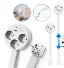 Rotatable Wall Plug Extender Adjustable Length Multi-Outlet Power Socket Adapter