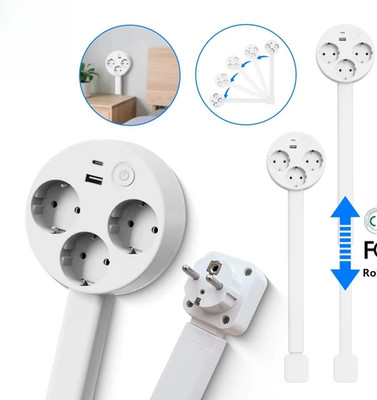 Rotatable Wall Plug Extender Adjustable Length Multi-Outlet Power Socket Adapter
