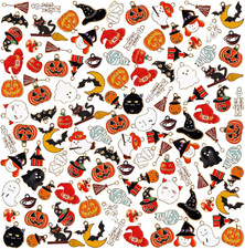 Halloween Charms, Halloween Alloy Charm Enamel, Pumpkin, Witch Hat, Ghost, Spide