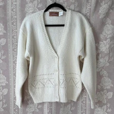 Worthington Women's Cream Fuzzy Cardigan