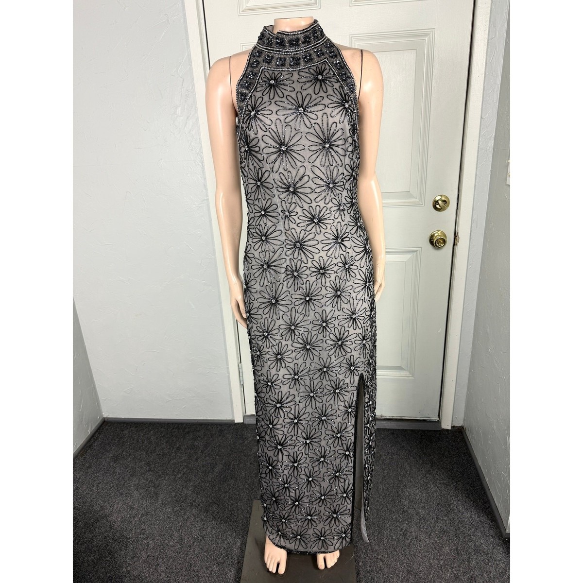chinese dress ladies Hand Beaded Short Sleeve Floral Godet Gown In Blush Pink-Blush Pink /  Regular / 0 main image 0