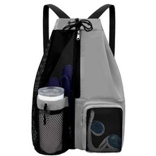 Beach Backpack Wet Pocket Drawstring Mesh Bag Waterproof Swimming Pool