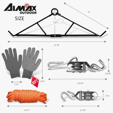 Hunting Game Hoist Gambrel Elk Hoist Dual Pulley Lift System Deer Hanger Hanging