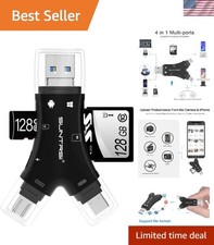 SD Card Reader for iPhone/ipad/Android/Mac/Computer/Camera,4 in1 Micro SD Card R