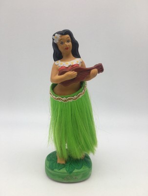 Vtg Hula dancer dashboard bobble Eloha grass skirt ukulele 1999 Accoutrement